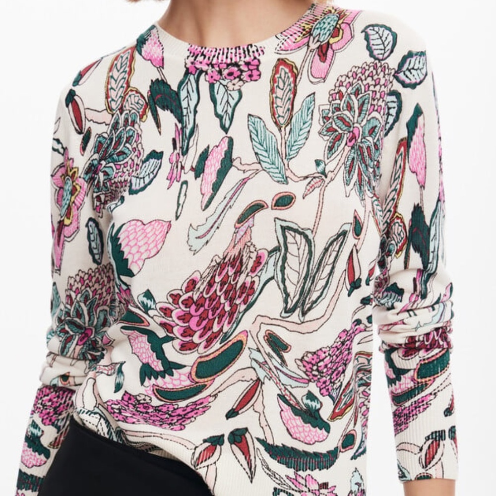 DESIGUAL SWEATER WITH FLORAL DETAILS